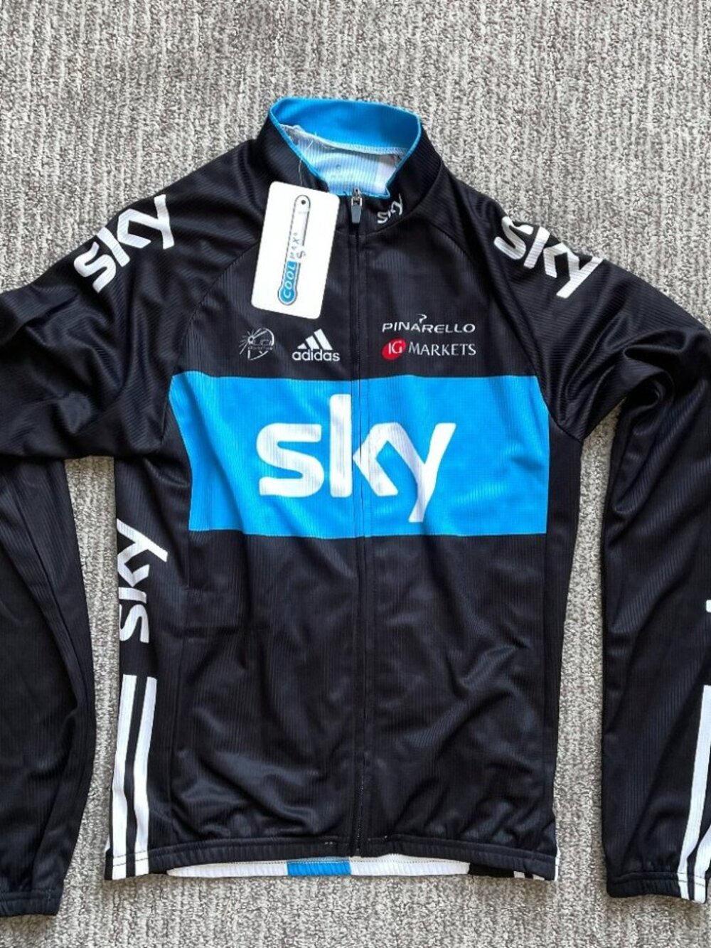New Men's Small Adidas Team Sky Long Sleeve Full Zip Cycling Jersey Black